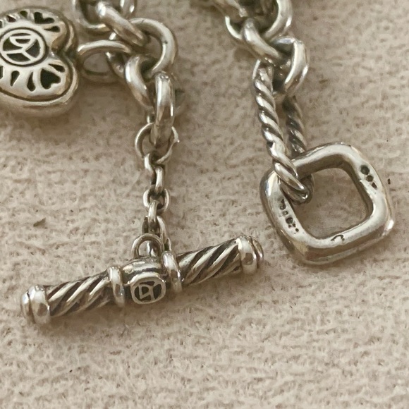 Vintage 18k David Yurman 5 hearts charm bracelet gold & silver.. - Picture 9 of 15